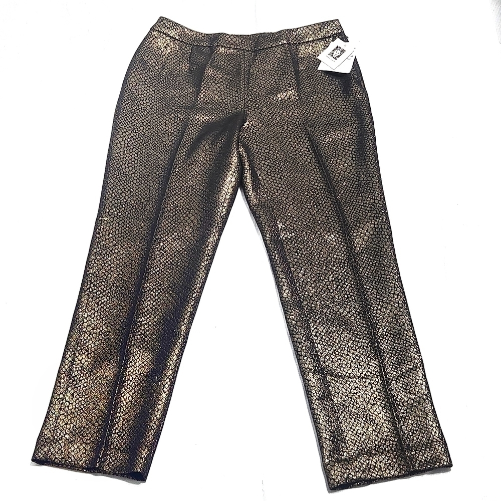 Anne Klein Metallic Gold Snakeskin Trouser